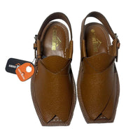 Brown Textured Leather Peshawari Sandal