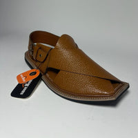 Brown Textured Leather Peshawari Sandal