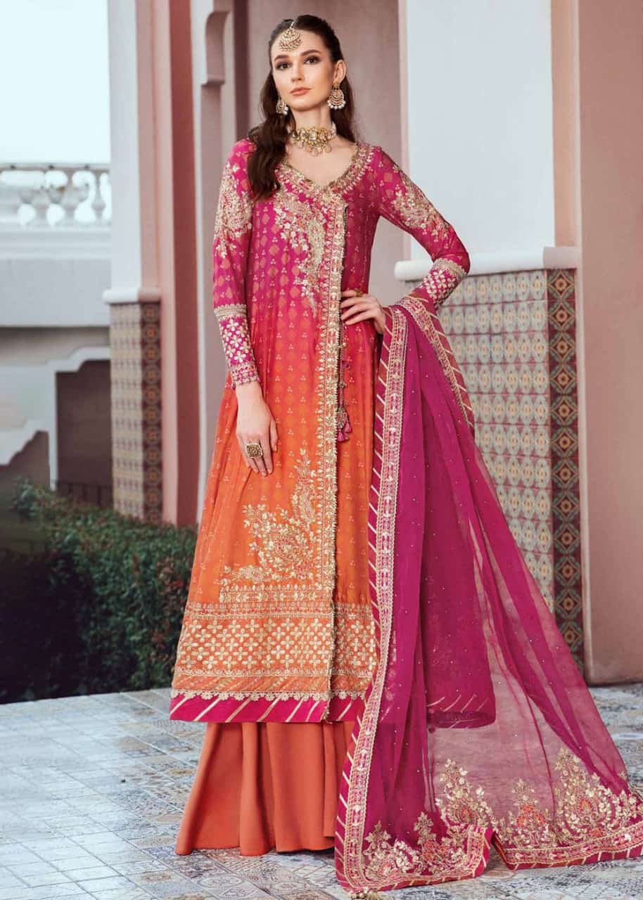 Maria B Fuchsia Pink Embroidered Cotton Satin Luxury Set - CST 709