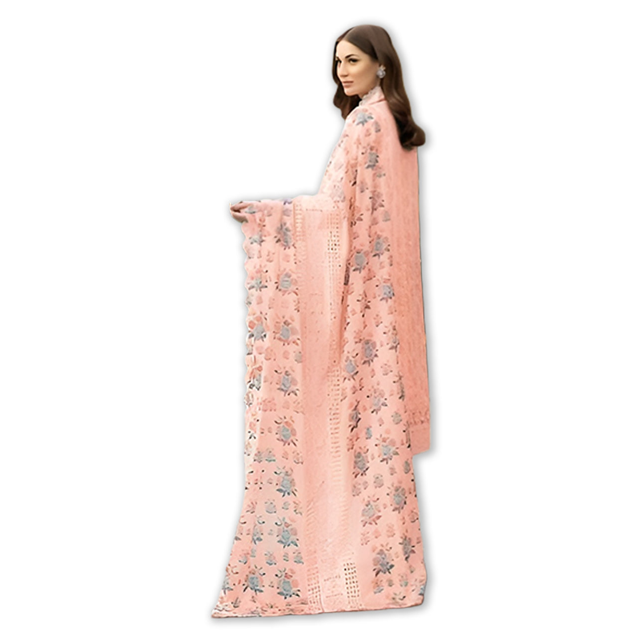 Lawn Cotton & Silk Chikankari Dress with Digital Silk Dupatta