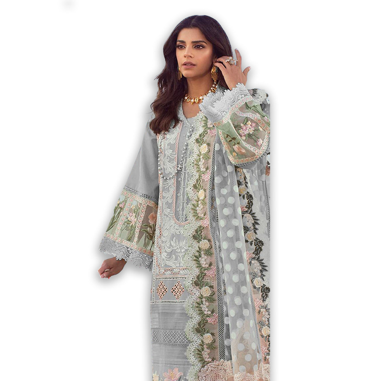 Embroidered Chikankari Lawn Suit with Jacquard Dupatta