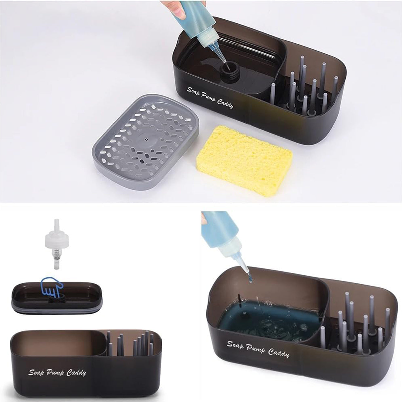 3-in-1 Double Sponge Pump Caddy & Holder