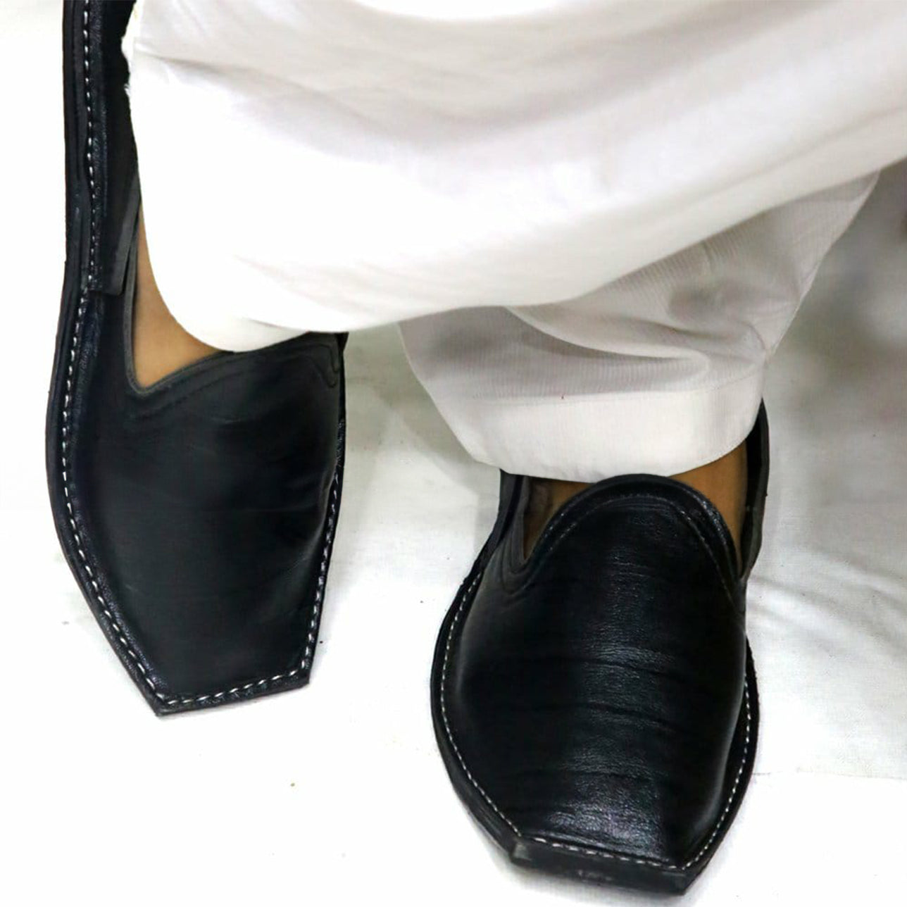 Black Peshawari Cut Shoes