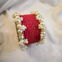 White Pearl Kangan Set in Metal