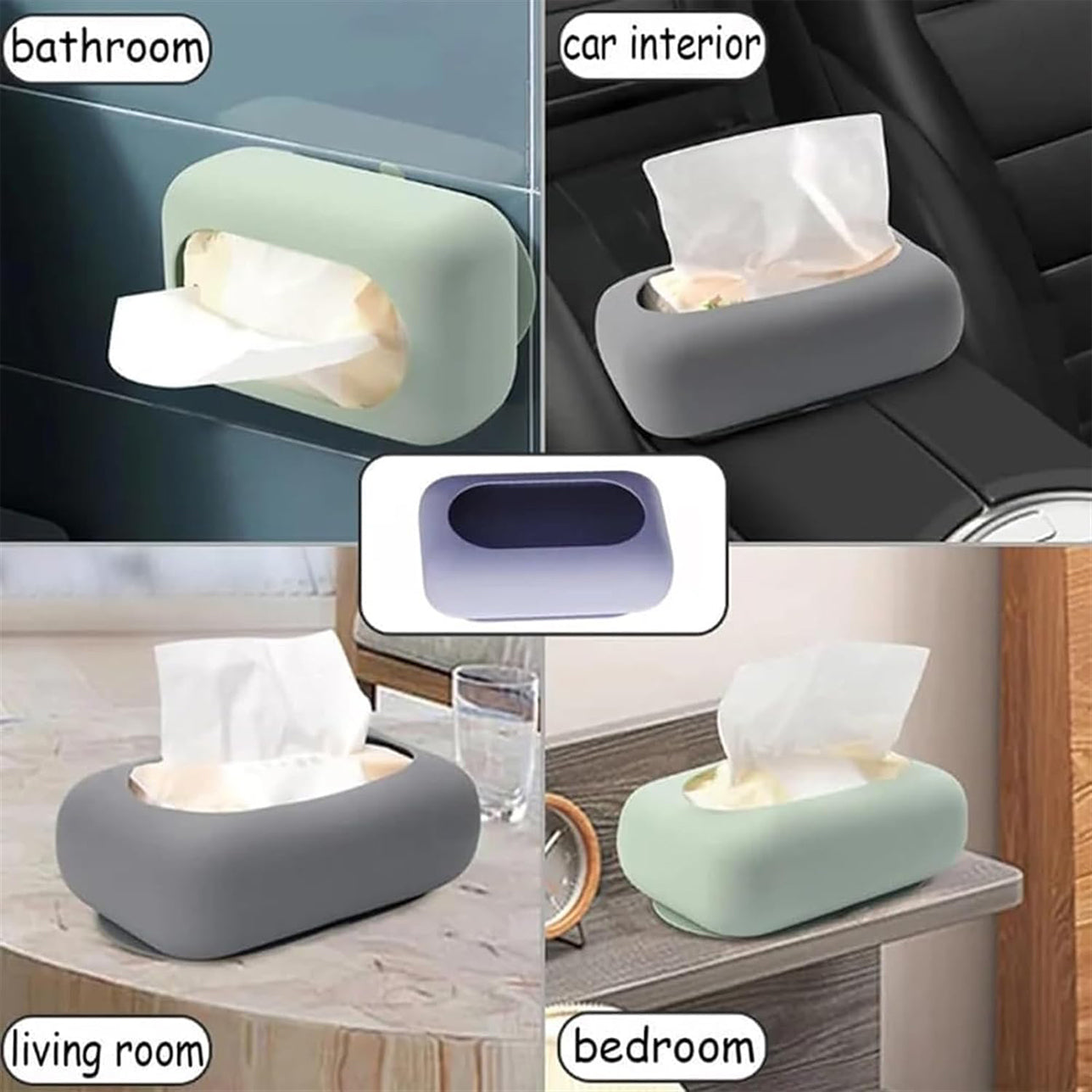 Space-Saving Silicone Tissue Box with Suction Cup