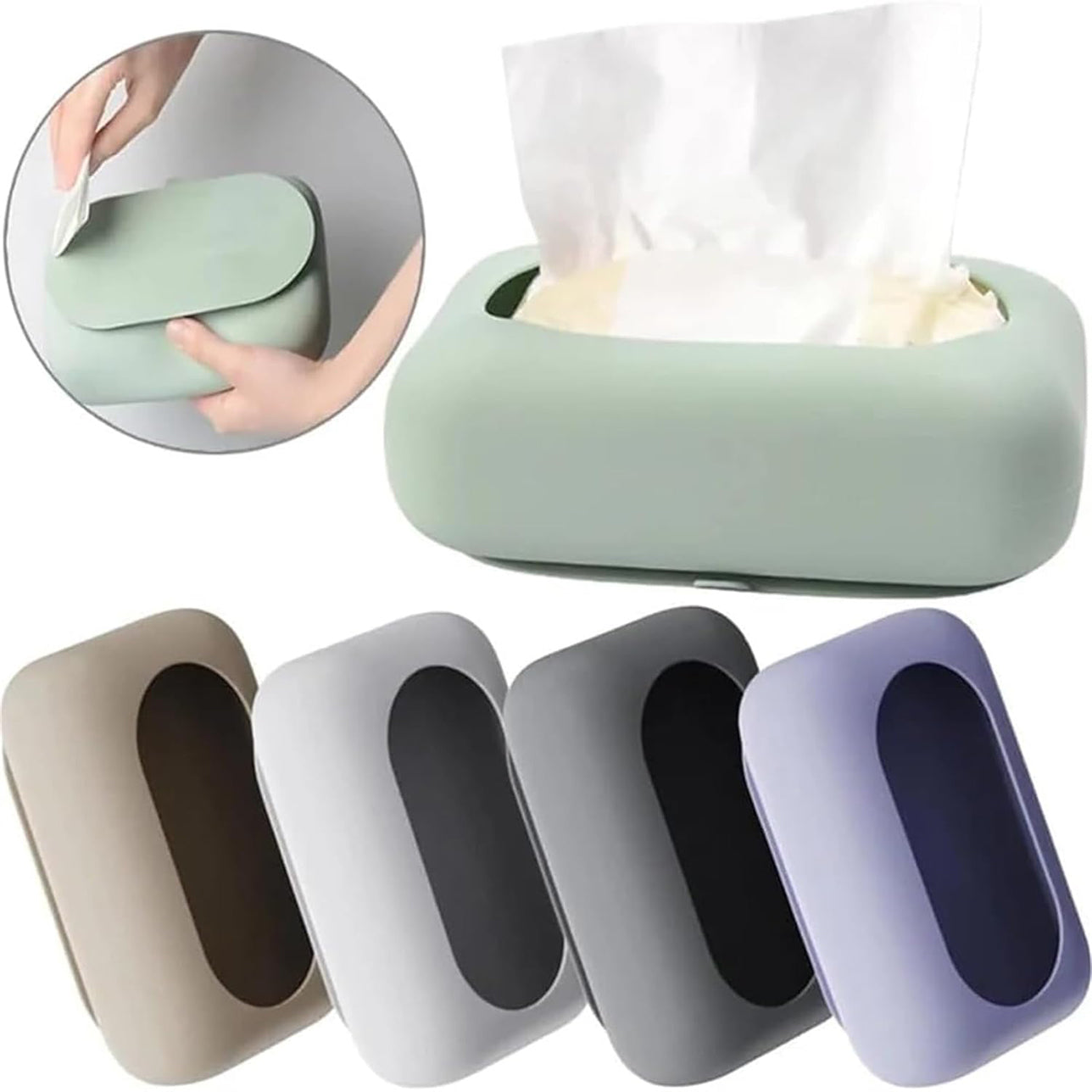 Space-Saving Silicone Tissue Box with Suction Cup