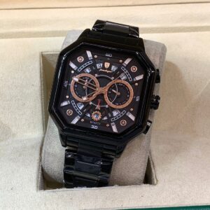 Black Men’s Luxury Chronograph Watch – Steel Strap | Quartz Movement