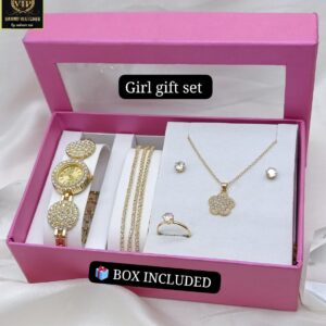 Luxury Girls Gift Set – Gold Watch & Jewelry Combo (01)