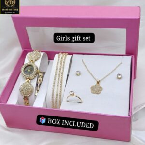 Luxury Girls Gift Set – Gold Watch & Jewelry Combo (02)