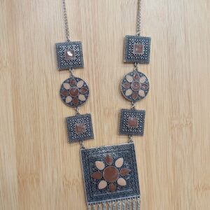 Vintage Afghan Charm: Handcrafted Oxidized Silver Collection (Brown)