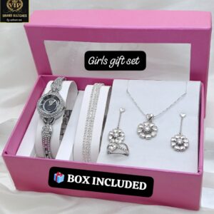 Luxury Girls Gift Set – Gold Watch & Jewelry Combo (04)