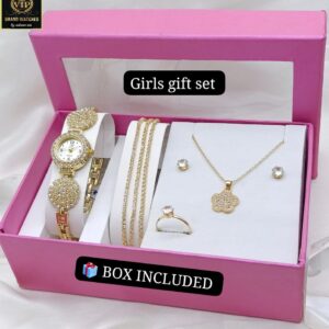 Luxury Girls Gift Set – Gold Watch & Jewelry Combo (06)