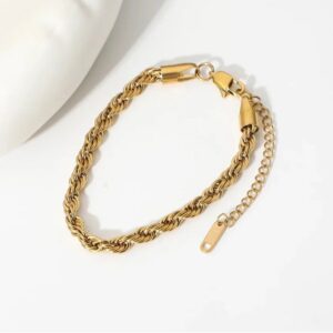 Gold-Coated Rope Bracelet – Stainless Steel Elegance