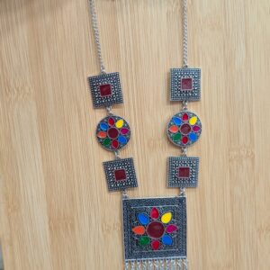 Vintage Afghan Charm: Handcrafted Oxidized Silver Collection (Multi Color)