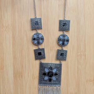 Vintage Afghan Charm: Handcrafted Oxidized Silver Collection (Grey)