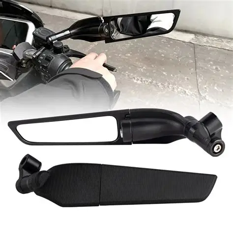 Stealth Winglet Style Motorcycle Side Mirrors – Aerodynamic Adjustable Rearview Set - Image 2