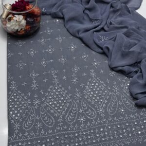 Embroidered Lawn 3-Piece Suit with Chiffon Embroidered Dupatta