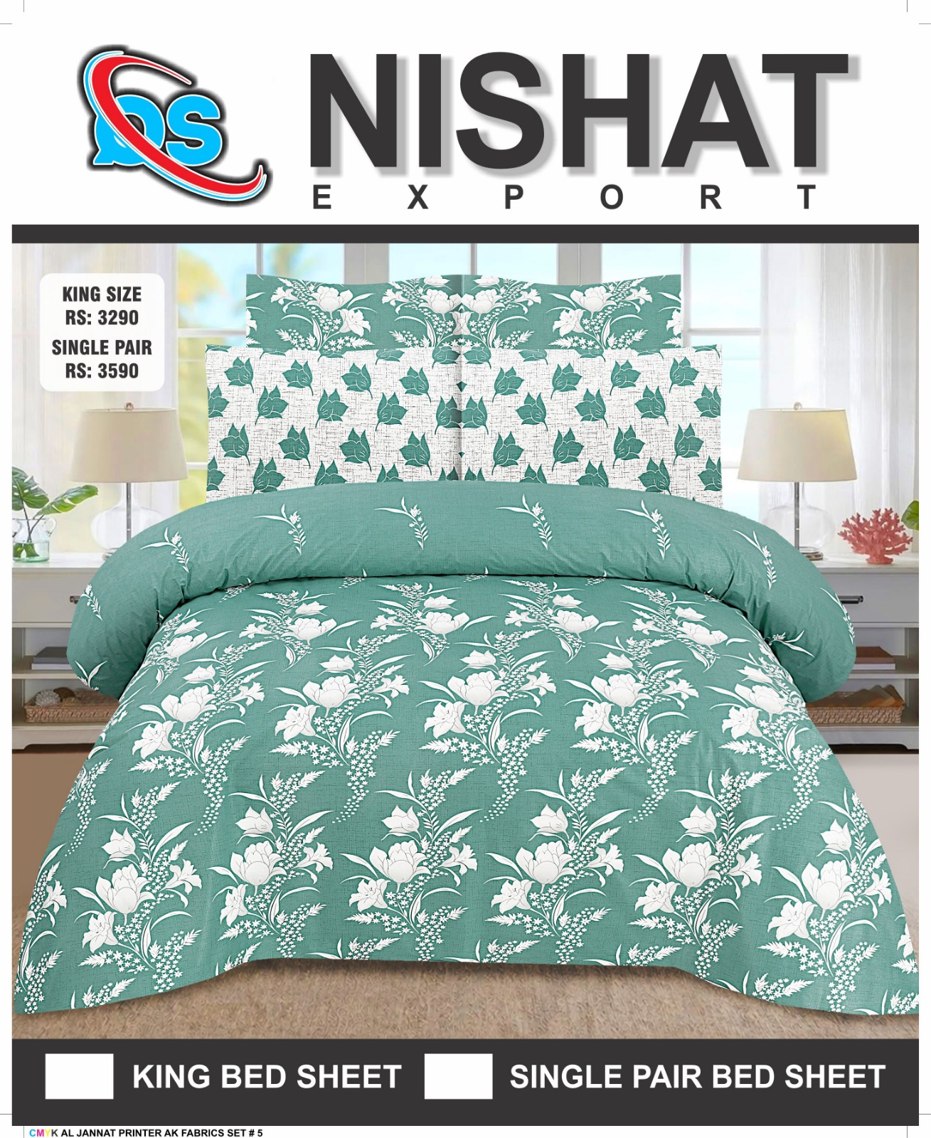 Pure Cotton Comforter Set – 6 Piece King Size Bedding Set - Image 12