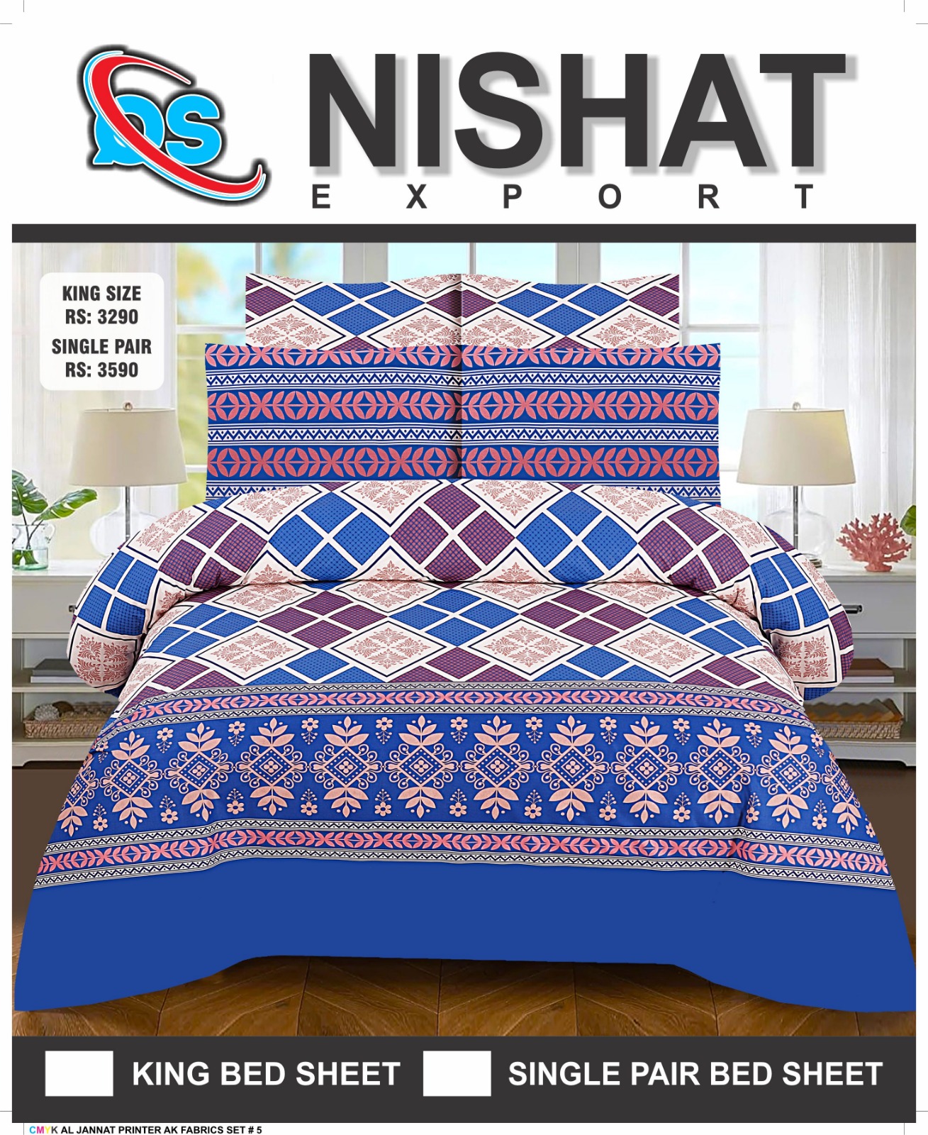 Pure Cotton Comforter Set – 6 Piece King Size Bedding Set - Image 14