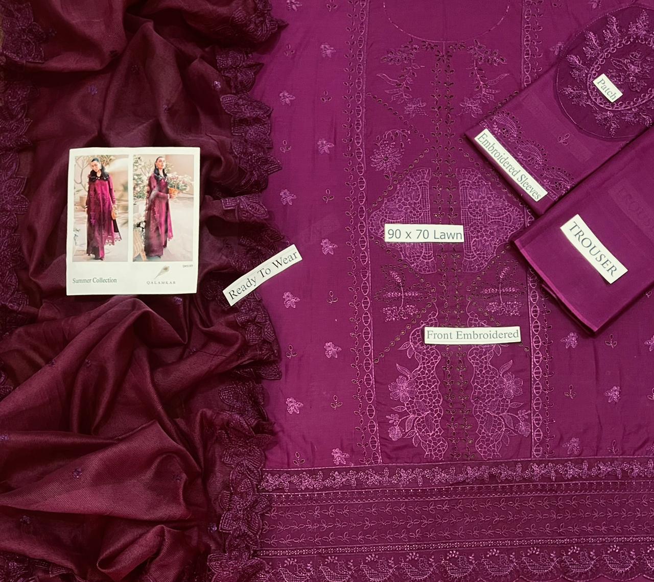 QALAMKAR Summer Collection 2026 – 3 Piece Unstitched Lawn Suit - Image 3