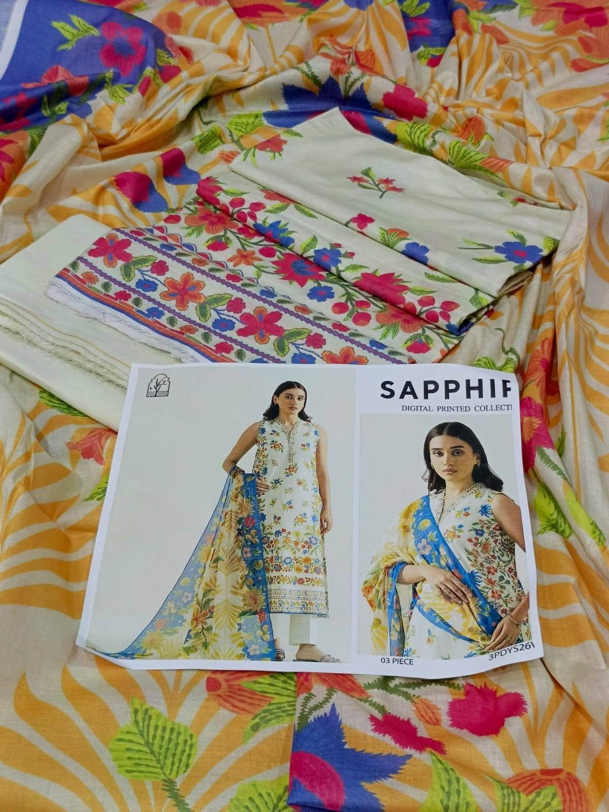 SAPPHIRE Lawn 2026 Digital Printed Collection – 3 Piece Unstitched Suit - Image 3