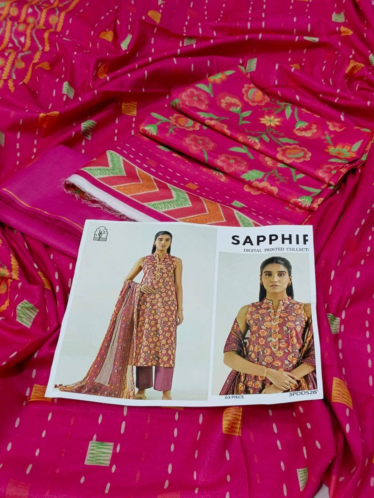 SAPPHIRE Lawn 2026 Digital Printed Collection – 3 Piece Unstitched Suit