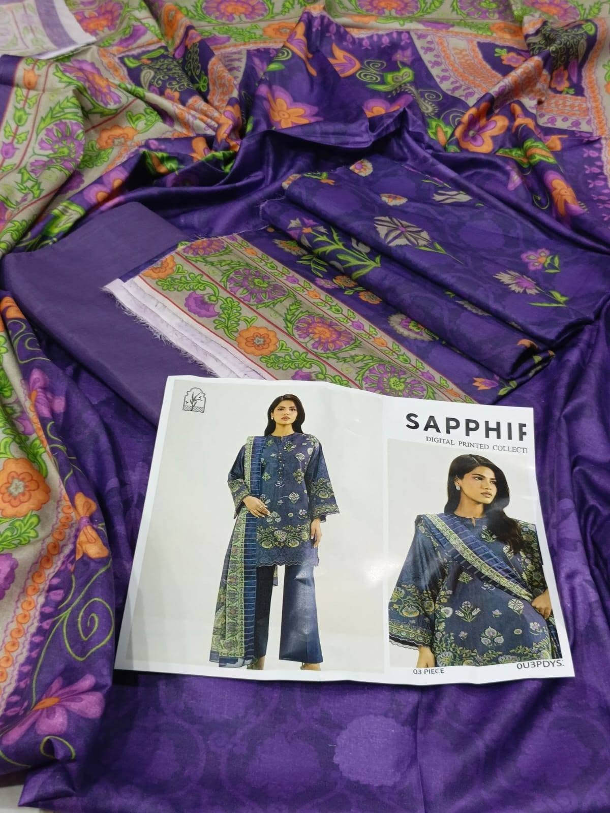 SAPPHIRE Lawn 2026 Digital Printed Collection – 3 Piece Unstitched Suit - Image 11