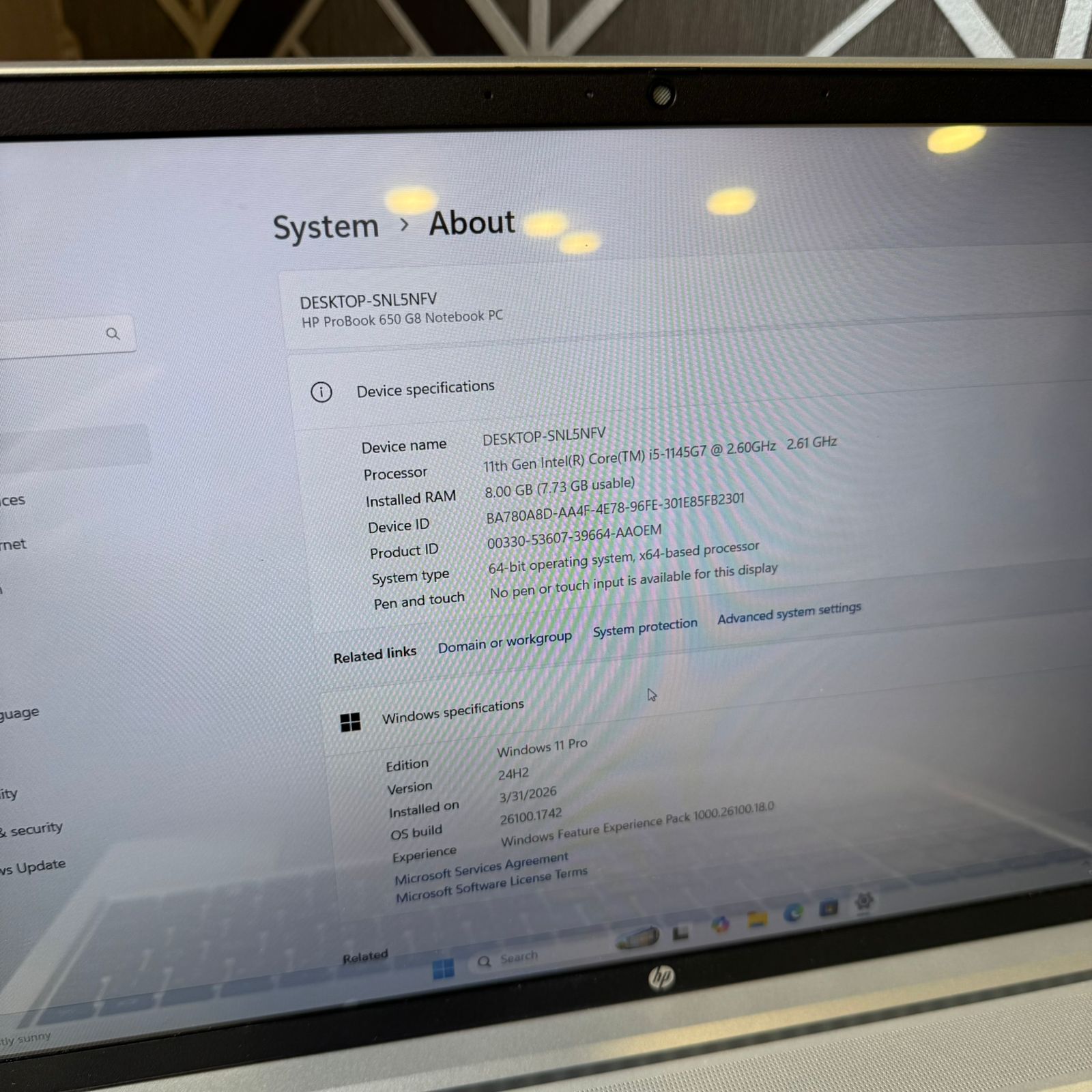 HP | ProBook 650 G8 | 256GB SSD | 8GB RAM | Core i5 | 11th Gen | 15.6″ FHD Display | Numpad Keyboard | Laptop - Image 7