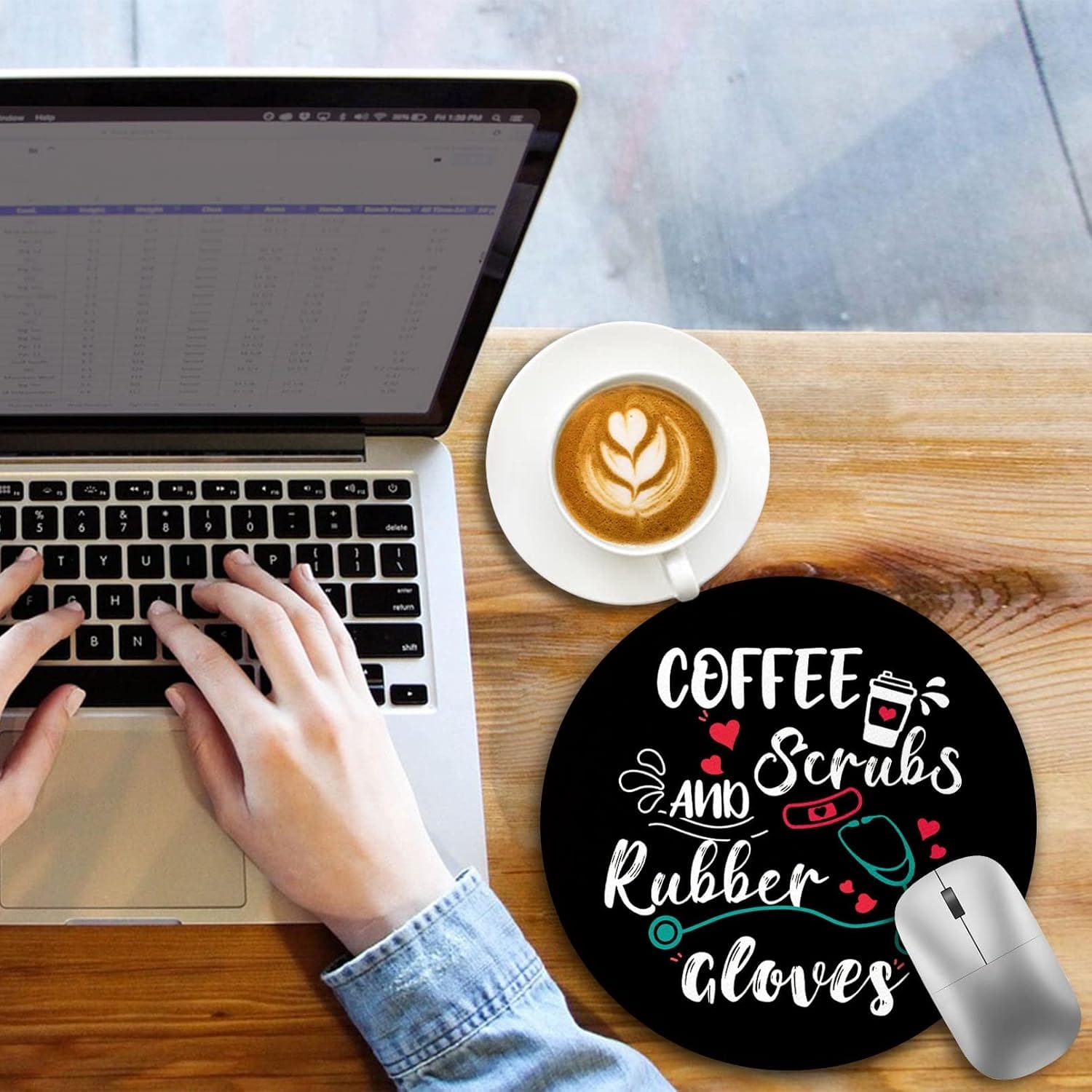 Round Mouse Pad with Non-Slip Rubber Base (8.6 × 8.6 Inch)
