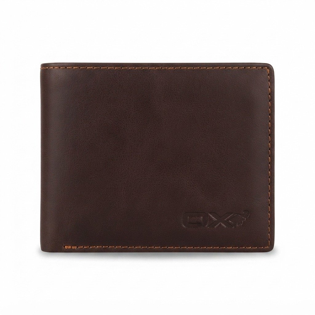 Men's Brown Bifold Wallet with ID Window & Card Slots