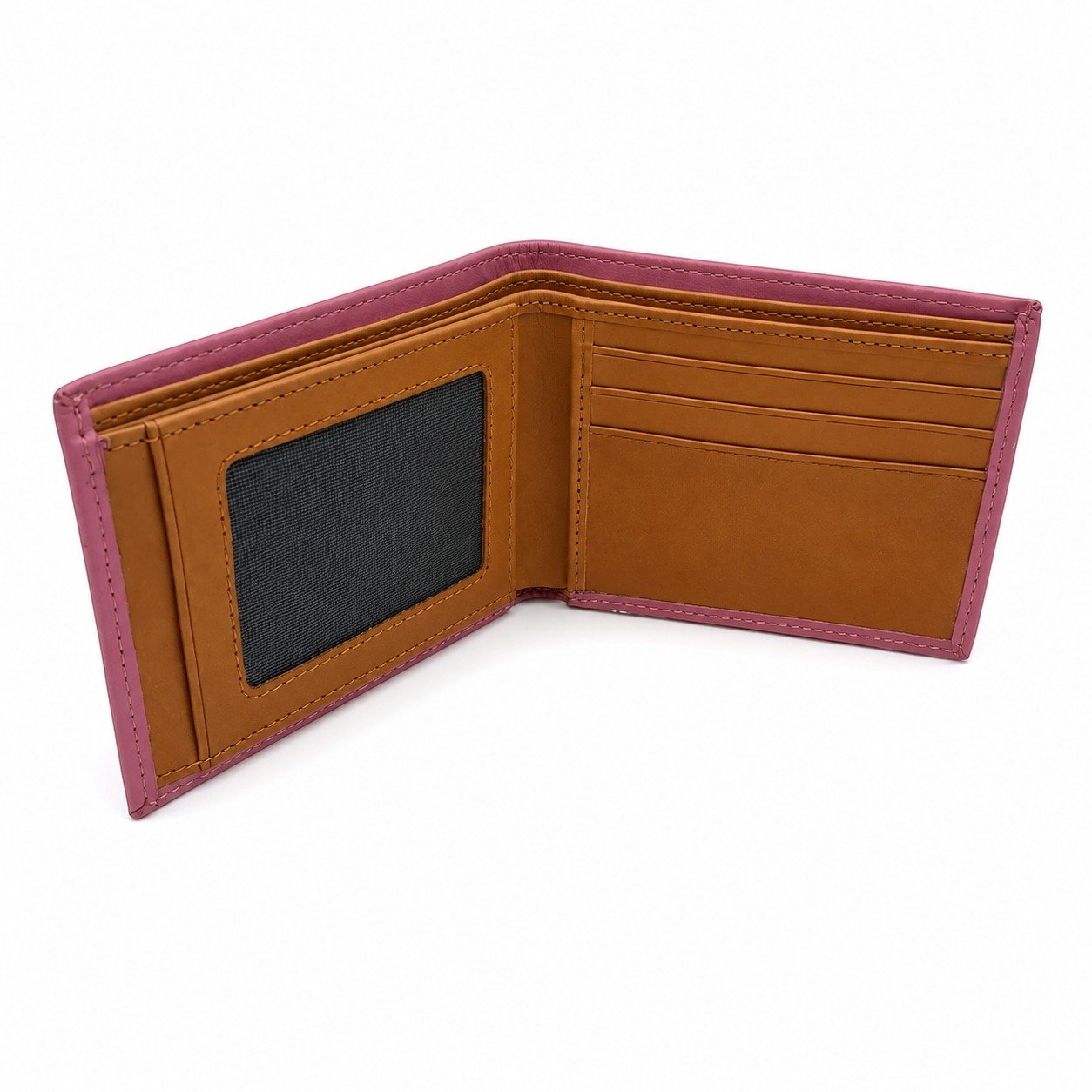 Men's Brown Bifold Wallet with ID Window & Card Slots - Image 3