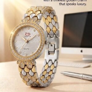 CD Collection Luxury Rhinestone Ladies Watch Two-Tone