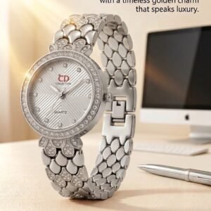 CD Collection Luxury Rhinestone Ladies Watch Silver