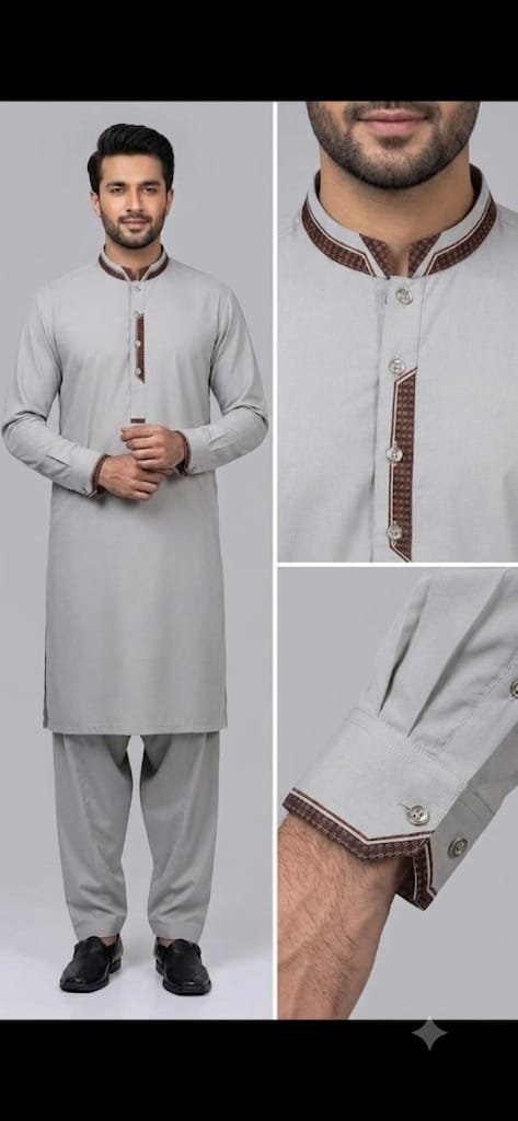 Light Grey Premium Stitched Shalwar Kameez