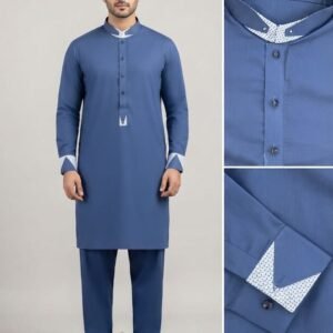 Dusty Blue Premium Stitched Shalwar Kameez