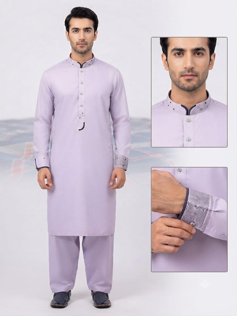 Light Lavender Premium Stitched Shalwar Kameez