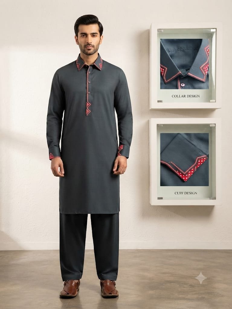 Light Grey Premium Stitched Shalwar Kameez
