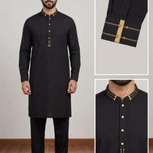 Jet Black Premium Stitched Shalwar Kameez