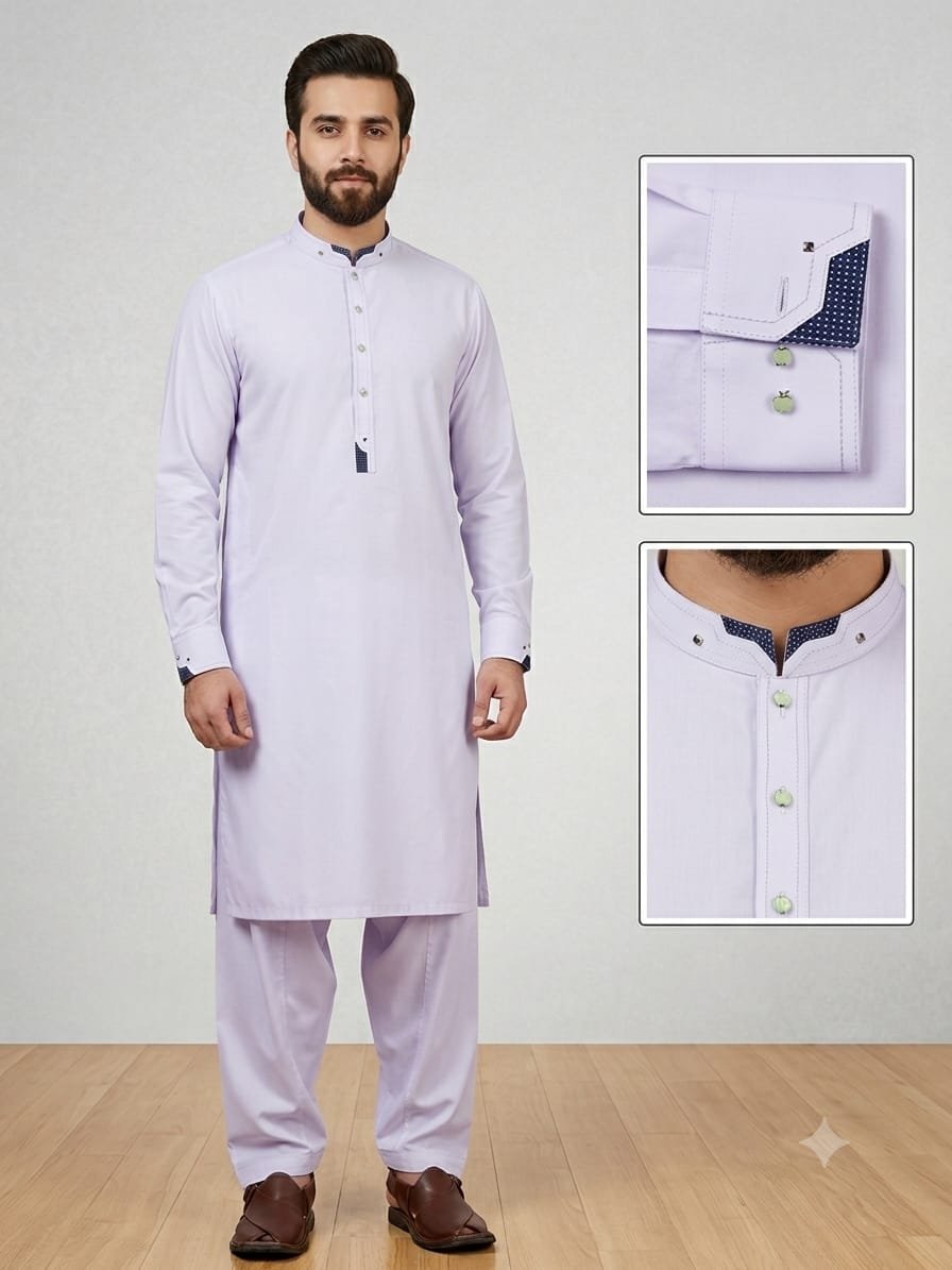 Pale Lavender Premium Stitched Shalwar Kameez