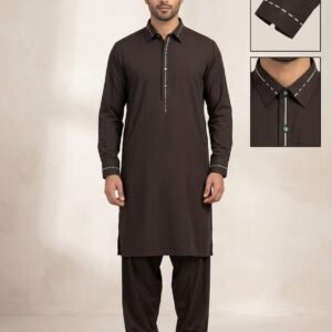 Dark Chocolate Brown Premium Stitched Shalwar Kameez