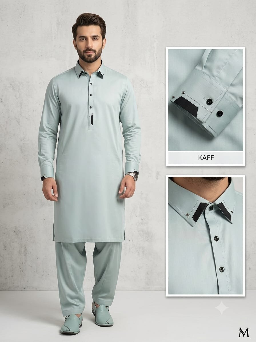 Pale Mint Green Premium Stitched Men’s Shalwar Kameez