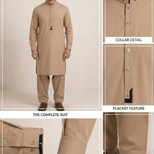 Premium Tan Beige Shalwar Kameez – Complete Suit