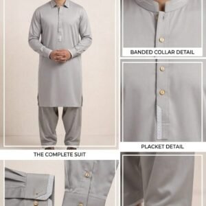 🤍 Premium Light Grey Shalwar Kameez – Men