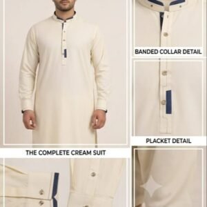 Premium Cream Shalwar Kameez – Men | Superior Collection