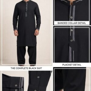 Premium Black Shalwar Kameez – Men